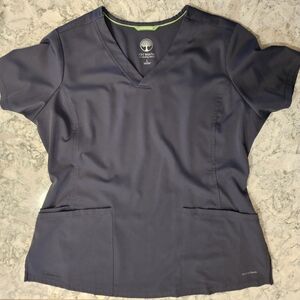 Healing Hands Womens V-Neck Short Sleeve Scrub Top with Lime Trim